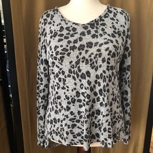 Sonoma Animal Print Long Sleeve Pullover Rayon Blouse